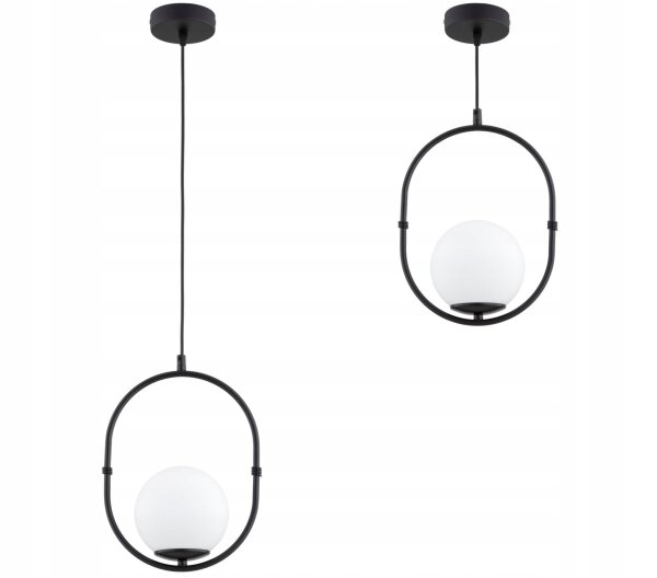 Hängelampe Glas Metall Schwarz E27 B:14 cm blendarm Leuchte