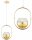 Pendelleuchte Glas Metall Gold E27 B:14 cm Modern edel Leuchte