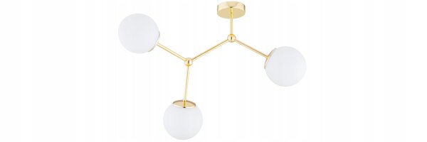 Deckenleuchte 3-flammig Glas Gold E27 60 cm Modern Leuchte