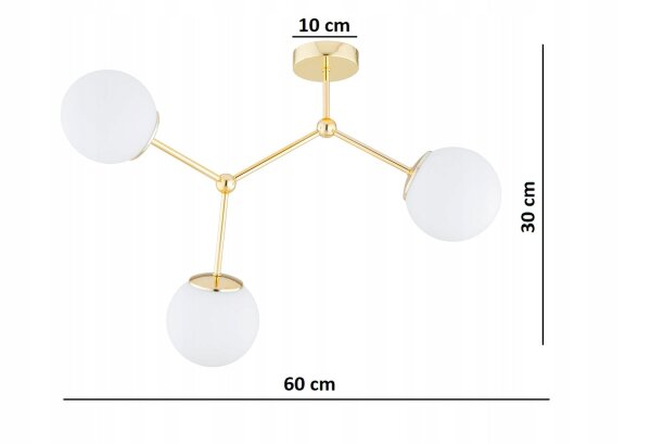 Deckenleuchte 3-flammig Glas Gold E27 60 cm Modern Leuchte