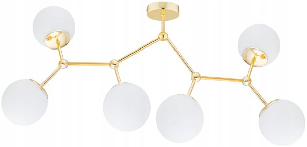 Deckenleuchte 6-flammig Glas Gold E27 80 cm Modern Leuchte
