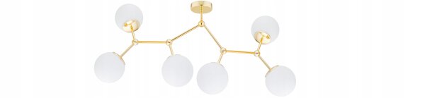 Deckenleuchte 6-flammig Glas Gold E27 80 cm Modern Leuchte