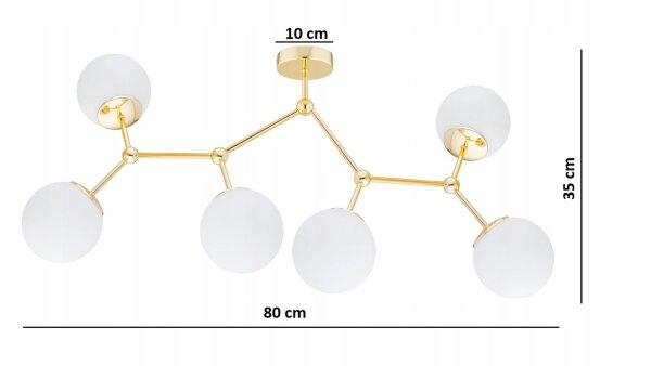 Deckenleuchte 6-flammig Glas Gold E27 80 cm Modern Leuchte
