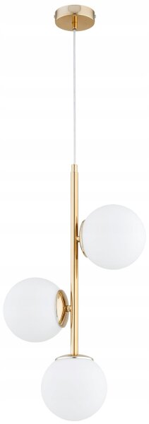 Pendelleuchte 3-flammig Glas Weiß Gold L:14 cm blendarm Leuchte