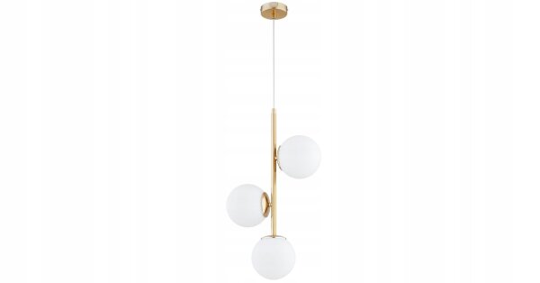 Pendelleuchte 3-flammig Glas Weiß Gold L:14 cm blendarm Leuchte