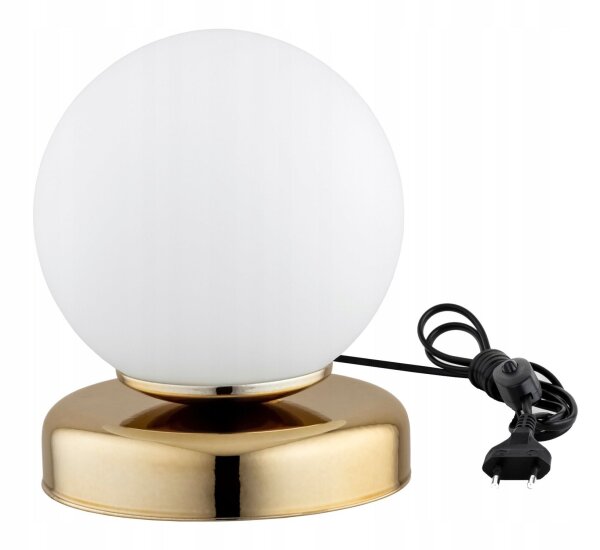Tischlampe Glas Weiß Gold E27 H:16 cm edel dekorativ Leuchte