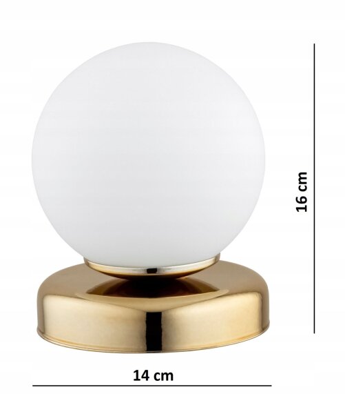 Tischlampe Glas Weiß Gold E27 H:16 cm edel dekorativ Leuchte