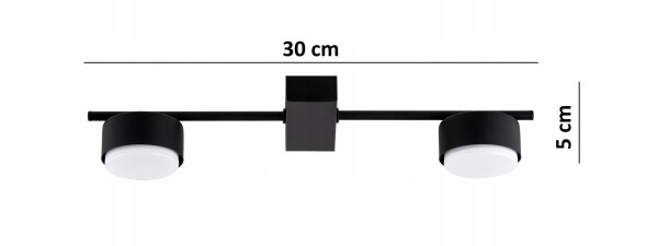 Deckenleuchte 2-flammig Schwarz GX53 L:30 cm Modern Leuchte