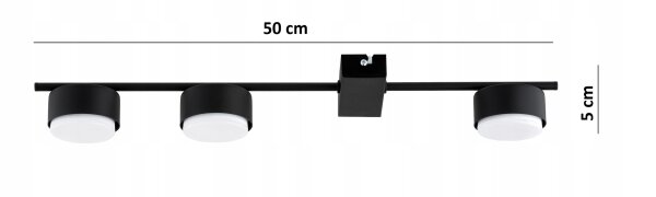 Deckenleuchte 3-flammig Schwarz GX53 L:50 cm Modern