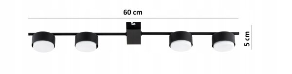 Deckenleuchte 4-flammig Schwarz GX53 L:60 cm Modern Leuchte