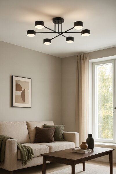 Deckenlampe 6-flammig Schwarz GX53 B:65 cm Modern Leuchte