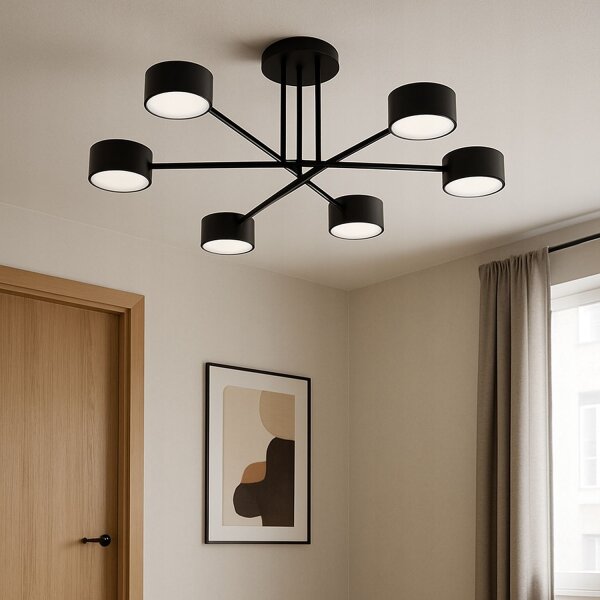 Deckenlampe 6-flammig Schwarz GX53 B:65 cm Modern Leuchte