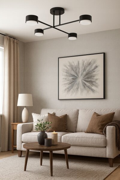 Deckenleuchte 4-flammig Schwarz GX53 B:65 cm Modern Leuchte