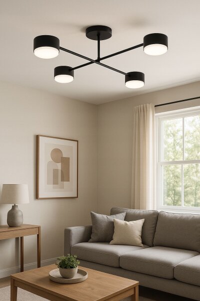 Deckenleuchte 4-flammig Schwarz GX53 B:65 cm Modern Leuchte