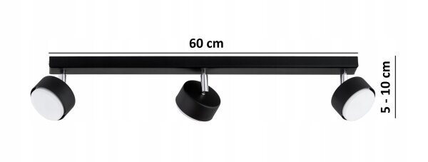 Deckenspot verstellbar Schwarz 3-flammig GX53 L:60 cm Leuchte