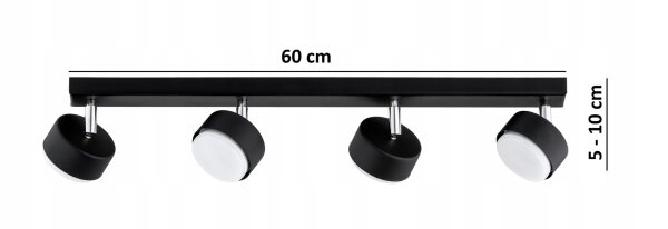 Deckenspot flexibel 4-flammig Schwarz GX53 L:60 cm Leuchte