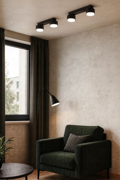 Deckenleuchte 2-flammig Schwarz GX53 L:40 cm Modern Leuchte