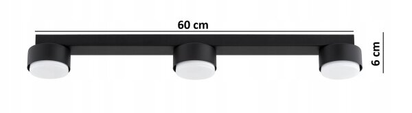 Deckenleuchte 3-flammig Schwarz GX53 L:60 cm Modern Leuchte