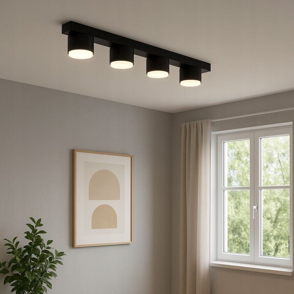 Deckenleuchte Schwarz 4-flammig GX53 L:60 cm Modern Leuchte
