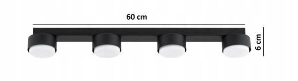 Deckenleuchte Schwarz 4-flammig GX53 L:60 cm Modern Leuchte
