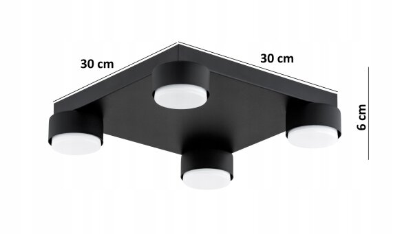 Deckenleuchte 4-flammig Schwarz GX53 B:30 cm Modern Leuchte