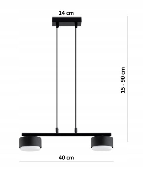 Pendelleuchte 2-flammig Schwarz GX53 L:40 cm Modern Leuchte