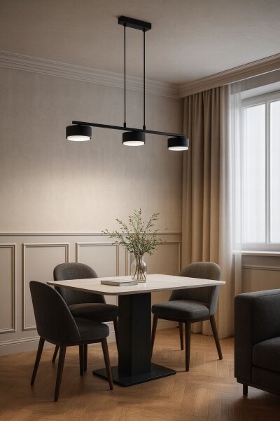 Hängelampe 3-flammig Schwarz Metall GX53 L:60 cm Modern Leuchte