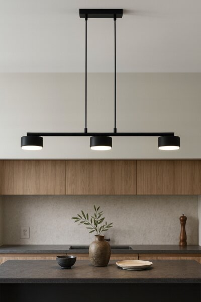 Hängelampe 3-flammig Schwarz Metall GX53 L:60 cm Modern Leuchte