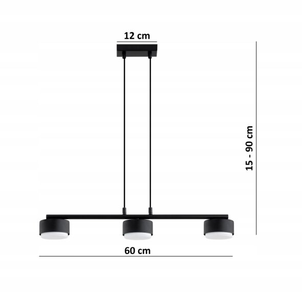 Hängelampe 3-flammig Schwarz Metall GX53 L:60 cm Modern Leuchte