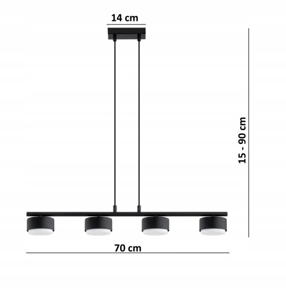 Pendelleuchte 4-flammig Schwarz GX53 L:70 cm Modern Leuchte