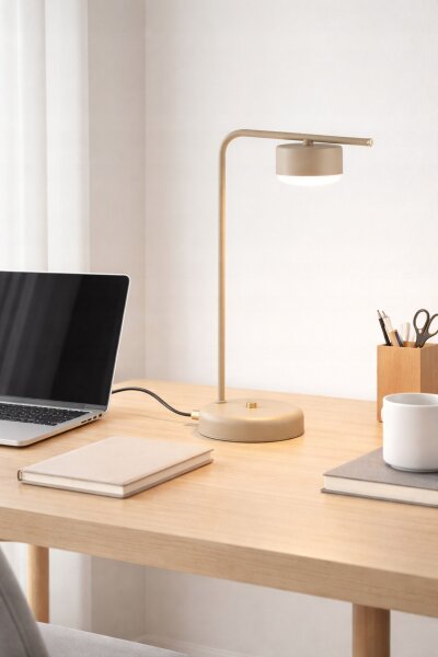 Tischleuchte Beige Metall GX53 38 cm Modern wohnlich Leuchte