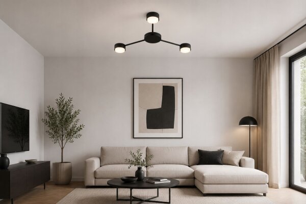 Deckenleuchte 3-flammig Schwarz GX53 B:50 cm Modern Leuchte