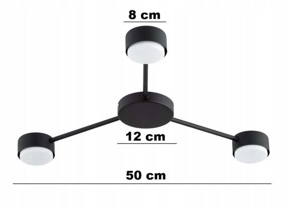 Deckenleuchte 3-flammig Schwarz GX53 B:50 cm Modern