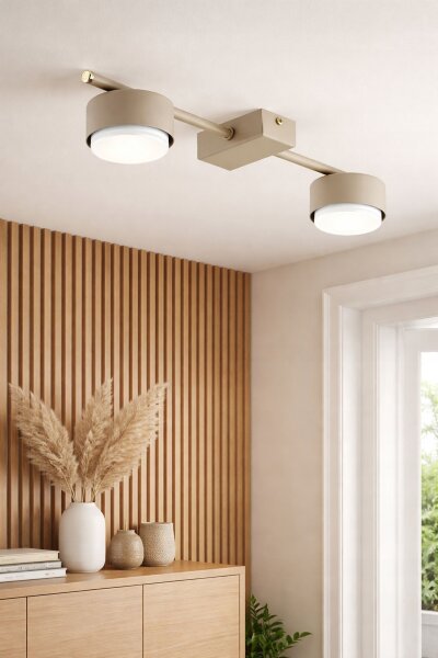 Deckenleuchte 2-flammig Ecru Metall GX53 L:30 cm Modern Leuchte
