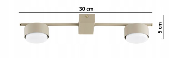 Deckenleuchte 2-flammig Ecru Metall GX53 L:30 cm Modern
