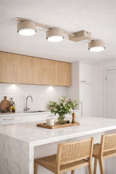 Deckenleuchte 3-flammig Metall Ecru GX53 L:50 cm Modern Leuchte
