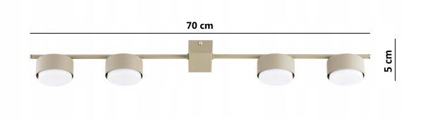 Deckenleuchte 4-flammig Metall Ecru GX53 L:70 cm Modern Leuchte