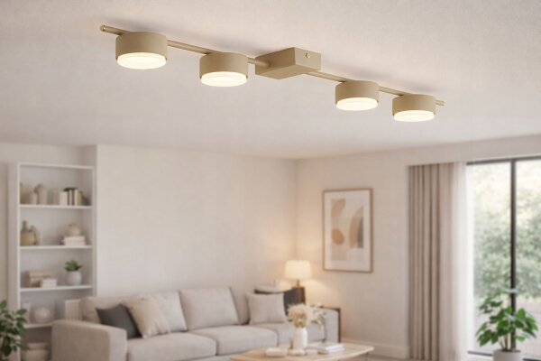 Deckenleuchte 4-flammig Metall Ecru GX53 L:70 cm Modern