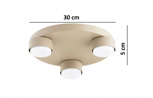 Deckenleuchte Metall 3-flammig Ecru GX53 B:30 cm Modern