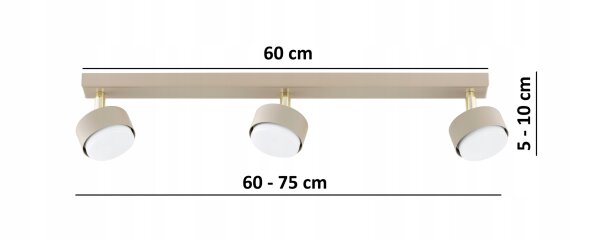 Deckenspot verstellbar 3-flammig Ecru GX53 L:60 cm Leuchte