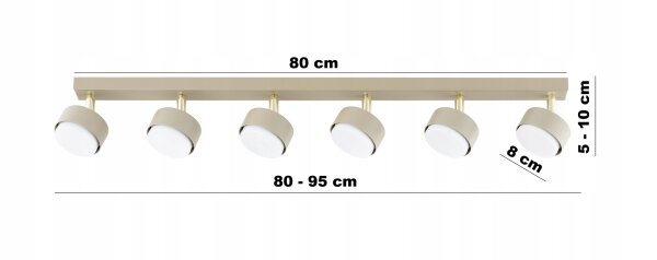 Deckenspot verstellbar 4-flammig Ecru GX53 L:80 cm Leuchte