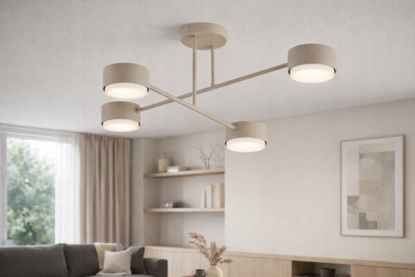 Deckenleuchte 4-flammig Ecru GX53 B:60 cm blendarm Leuchte