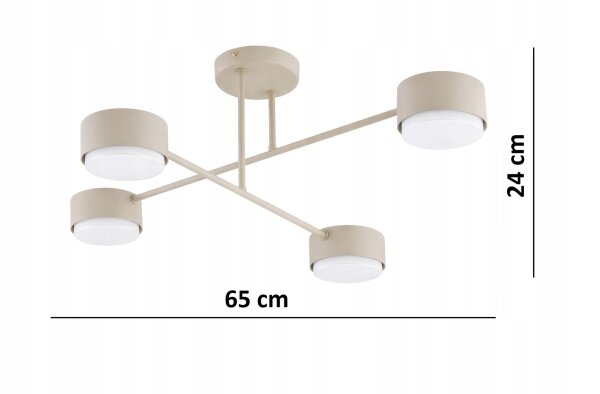 Deckenleuchte 4-flammig Ecru GX53 B:60 cm blendarm Leuchte