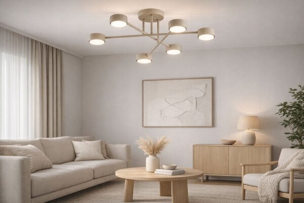Deckenlampe 6-flammig Metall Ecru GX53 B:60 cm blendarm Leuchte
