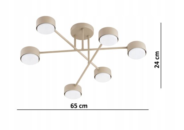 Deckenlampe 6-flammig Metall Ecru GX53 B:60 cm blendarm Leuchte