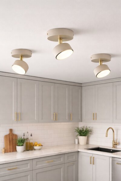 Deckenspot schwenkbar Ecru Gold GX53 L:10 cm Modern Leuchte