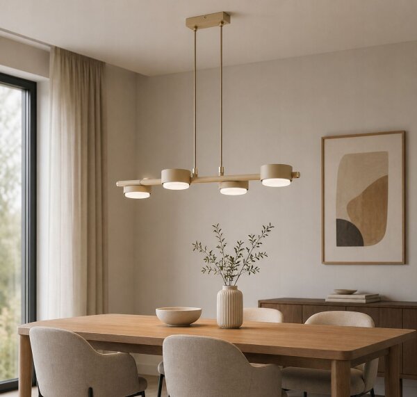 Pendelleuchte 4-flammig Ecru GX53 L:55 cm blendarm Leuchte