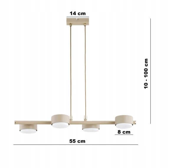 Pendelleuchte 4-flammig Ecru GX53 L:55 cm blendarm Leuchte