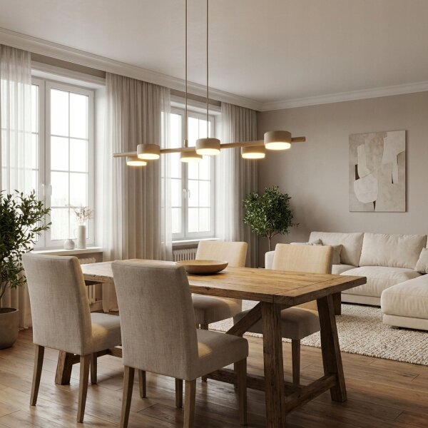 Pendelleuchte 6-flammig Metall Ecru GX53 L:70 cm Modern Leuchte