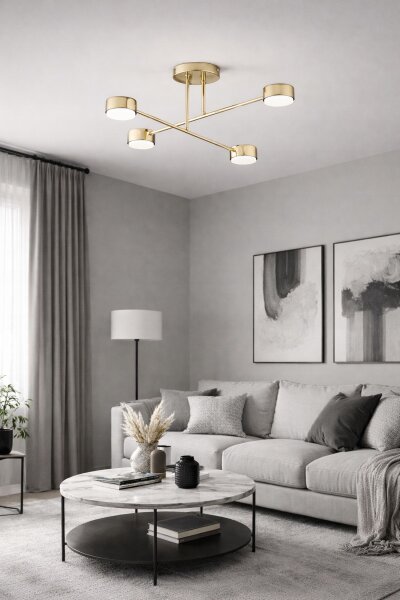 Deckenleuchte 4-flammig Metall Gold GX53 B:65 cm Modern Leuchte